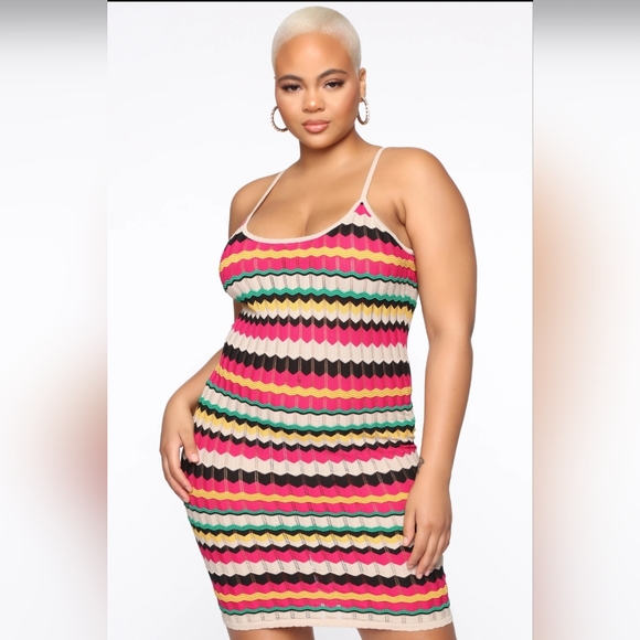 Bora Bora Baby Stripe Mini Dress Fuchsia/Multi - Picture 5 of 10